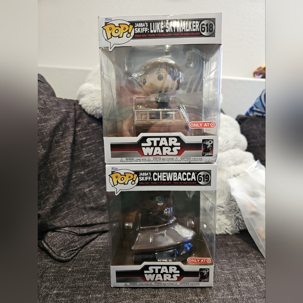 Funko pop! Jabba's skiff #618 Luke Skywalker & #619 Chewbacca set
